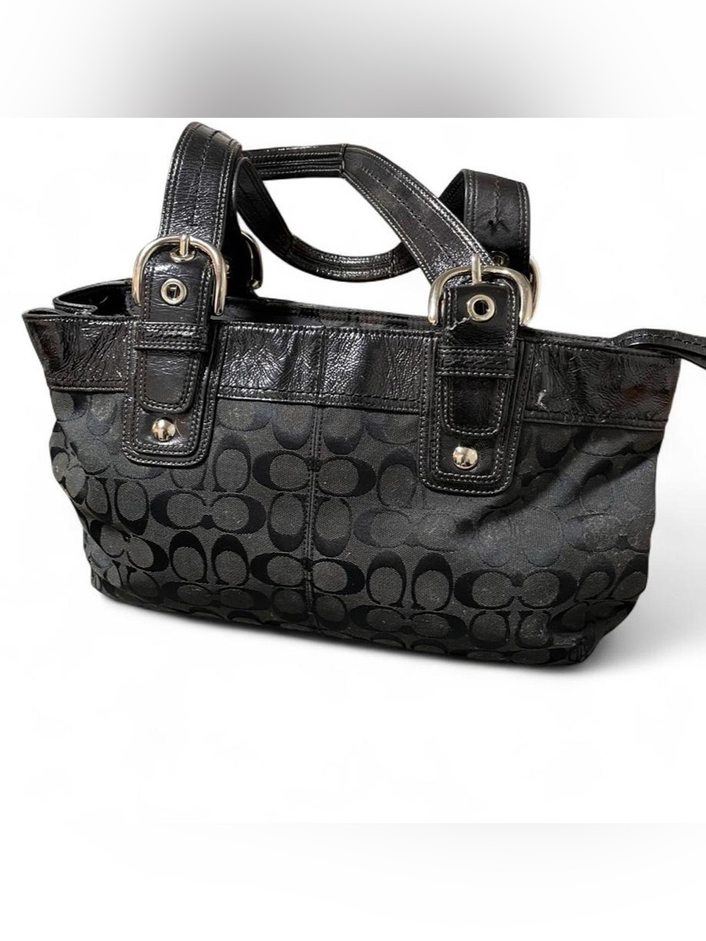 Vintage Coach Black Monogram Shoulder Bag
